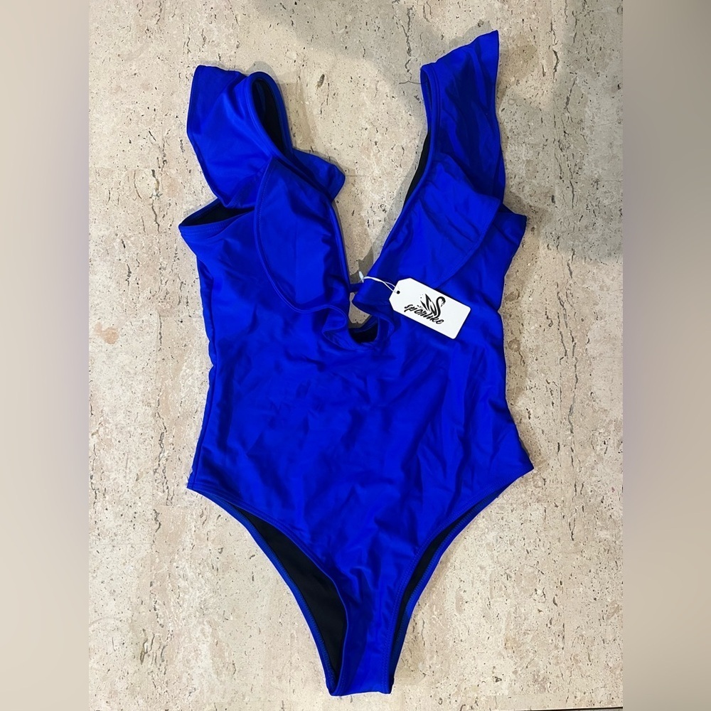 Sporlite Bright Blue Ruffle One Piece Swimsuit Women’s Medium